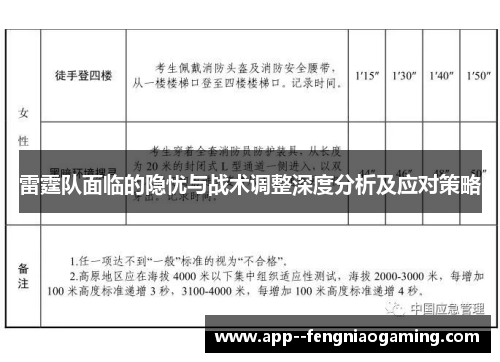 雷霆队面临的隐忧与战术调整深度分析及应对策略